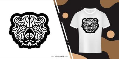 Bear face contour print. Good covers, fabrics, postcards and printing. Vector illustration.