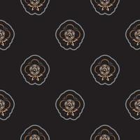 Seamless presentable pattern with flowers and monograms in simple style. vector