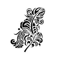 Stylized pattern from the elements of the ornament. There is a black line in the picture. Tattoo. Image for your design and decor. Lace. Isolated. Vector illustration