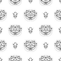 Seamless pattern with lotuses in simple style. Good for covers, fabrics, postcards and printing. Vector