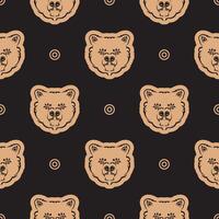 Seamless pattern with BEAR FACE in Simple style. Good for garments, textiles, backgrounds and prints. illustration. vector