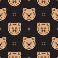 Seamless pattern with BEAR FACE in Simple style. Good for garments, textiles, backgrounds and prints. Vector illustration.