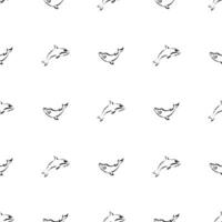 Seamless Black and White Pattern with Whales in Simple Style. Good for backgrounds and prints. Vector