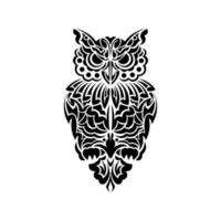 Owl tattoo. Owl from patterns. Good for tattoos and prints. Vector