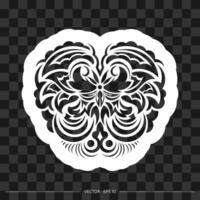 A black and white heart with an ornamental pattern vector