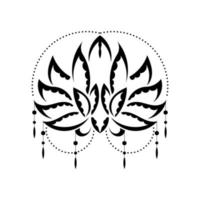 Patterned Indian lotus. Isolated. Vector illustration.