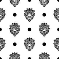 Lion face seamless pattern. Good covers, fabrics, postcards and printing. Vector illustration.