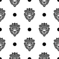 Lion face seamless pattern. Good covers, fabrics, postcards and printing. Vector illustration.