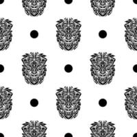 Lion face seamless pattern. Good for garments, textiles, backgrounds and prints. Vector