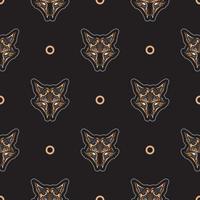 Seamless pattern with the Fox's face. Good covers, fabrics, postcards and printing. Vector illustration.