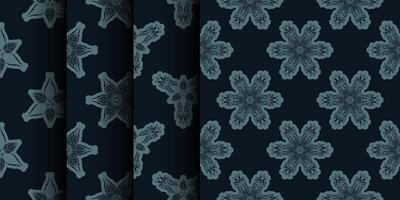 SET Seamless pattern of winter snowflakes. Good for clothing and textiles. Vector illustration.