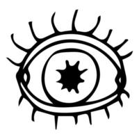 Cartoon doodle linear eye isolated on white background. vector