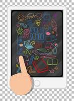 Symbol doodles with ipad and finger on white background vector