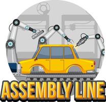 Production process concept with assembly line banner design vector