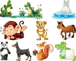 Set of animal cartoon character vector