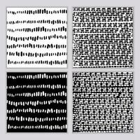 un conjunto de patrones monocromáticos abstractos sin fisuras. impresión en blanco y negro con líneas onduladas, puntos y manchas. las pinceladas están dibujadas a mano vector