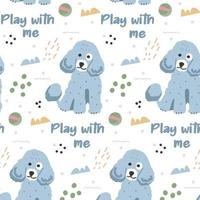 Seamless pattern with cute pet dogs vector