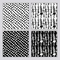 A set of seamless abstract monochrome patterns. Black and white print with wavy lines, dots and spots. Brush strokes are hand-drawn vector