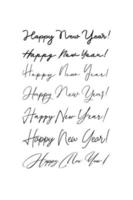 saludo escrito a mano con letras feliz año nuevo. letras vectoriales vector