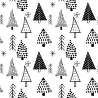 Seamless scandinavian style patterns from hand drawn stylized Christmas trees. vector