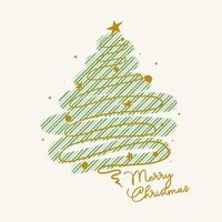 Greeting Christmas card of stylized decorated Christmas trees. Vector poster hand drawn.