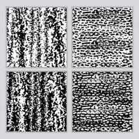 A set of seamless abstract monochrome patterns. Black and white print with wavy lines, dots and spots. Brush strokes are hand-drawn. vector