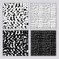 un conjunto de patrones monocromáticos abstractos sin fisuras. impresión en blanco y negro con líneas onduladas, puntos y manchas. las pinceladas están dibujadas a mano vector