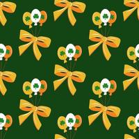 Seamless St. Patrick's Day pattern of Irish symbols. Green clover leaf and other hand drawn elements vector