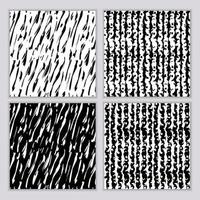 A set of seamless abstract monochrome patterns. Black and white print with wavy lines, dots and spots. Brush strokes are hand-drawn. vector