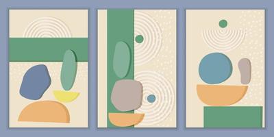 Set of modern templates with abstract composition of simple shapes. Trending collage style, minimalism vector