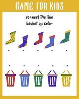 Children's educational game. Find a pair of matching socks. Educational riddles for preschoolers. vector