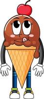 Ice cream cartoon character on white background vector