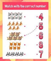 Match by count with different types of animals vector