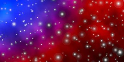 Light Blue, Red vector background with small and big stars.