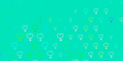 Light Blue, Green vector texture with women rights symbols.