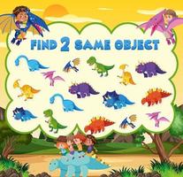 Find object game template of dinosaur vector