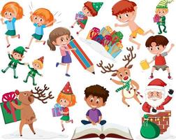 Collection of many kids doing different activities vector