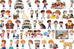 conjunto de diferentes actividades personas en estilo de dibujos animados vector