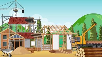 House construction site scene vector