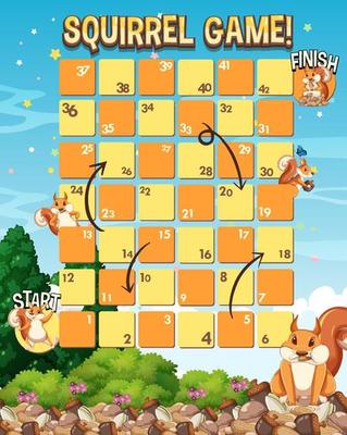 A snake ladder squirrels game template
