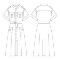 vestido de plantilla con aros ilustración vectorial diseño plano contorno ropa vector