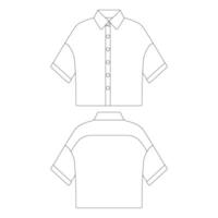 plantilla manga corta botón arriba camisa mujer vector ilustración diseño plano contorno ropa