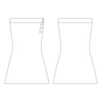 Template short bandeau dress with buttons vector illustration flat design outline clothing