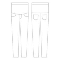 plantilla mujer maternidad estiramiento jeans vector ilustración diseño plano contorno ropa