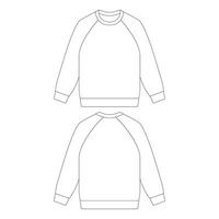 Template raglan crewneck vector illustration flat design outline clothing