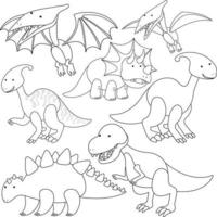 A set of doodle about dinosaur on white background vector