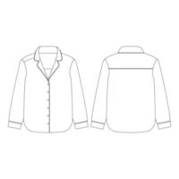 plantilla manga larga dormir camisa vector ilustración diseño plano contorno ropa