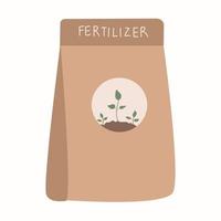 embalaje con tierra para plantas en tierra para macetas, varios fertilizantes. ilustración vectorial en un estilo plano. vector