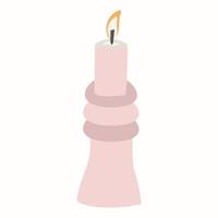 beautiful aesthetic lighted candle, for decoration and comfort in the house. Vector illustration of a wax candle