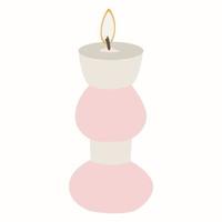 beautiful aesthetic lighted candle, for decoration and comfort in the house. Vector illustration of a wax candle